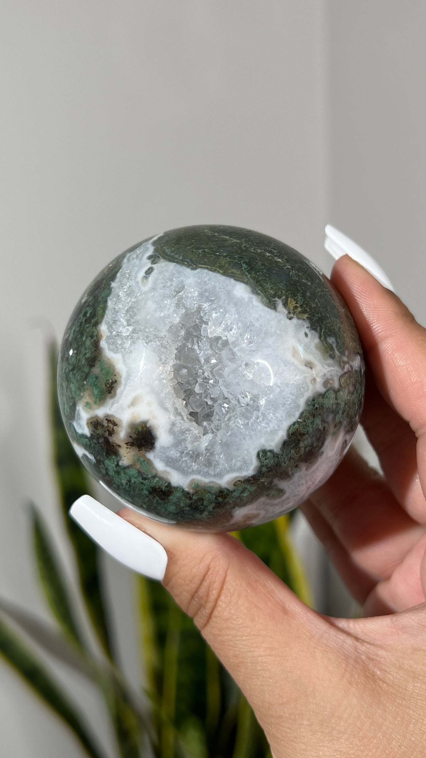 Crystal Moss Agate Sphere